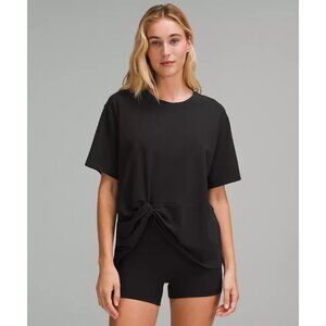 Lululemon Tie Front Oversized T-shirt Womens Black Short Sleeve Running Outdoor‎